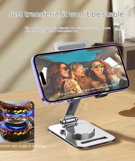 360-Degree Rotate Metal Desk Mobile Phone & Tablet Holder Stand (Random Color)