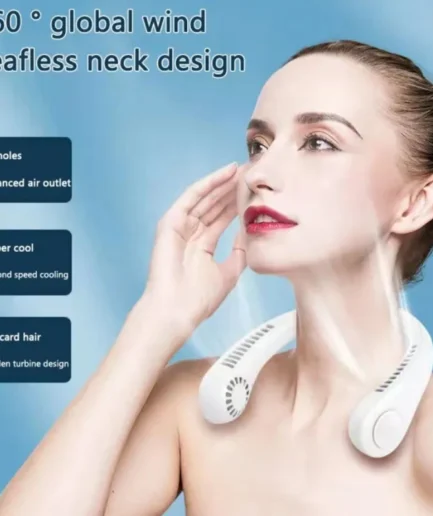 Mini Hanging Neck Fan High Wind 3 Speed Adjustable USB Charging Portable Quiet Super Long Life Outdoor Sports Office Camping (Random Color)