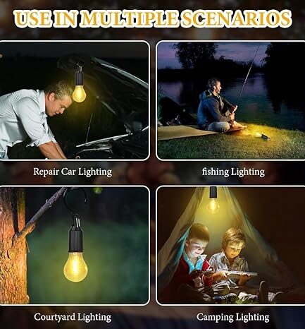 Rechargeable Portable LED Camping Lantern, Tent Lamp with Clip Hook, Essentials Tent Accessories Emergency Camping Lights for Backpacking Camping Hiking Fishing Hurricane Outage type -c charging-Rechargeable Led Light