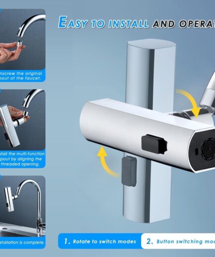 Multifunctional Kitchen Sink Waterfall Faucet Pressurized Shower Bubbler Splash-proof 4 Modes Spout Bathroom Basin Tap Extender Adapter
