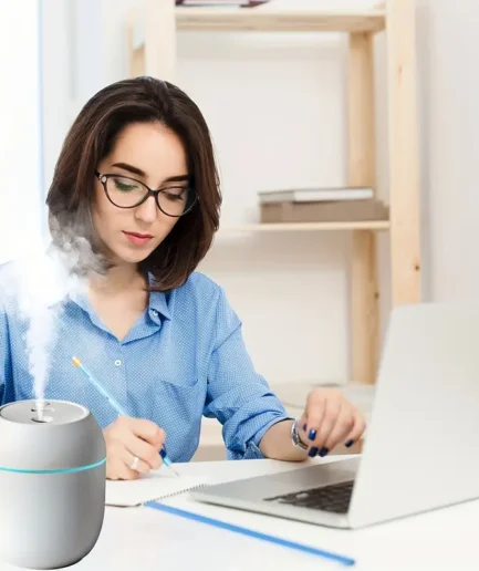 Humidier with Warm LED Outline USB Portable Air Humidifier  Essential Oil Diffuser Modes Auto Off With LED Light For Home Car Mist Maker Face Steamer Car Air Fresheners