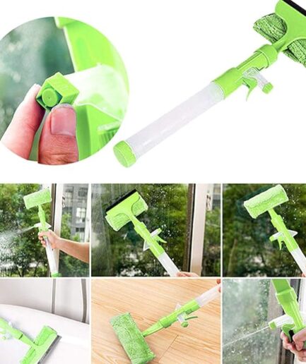 3 in 1 Fiber Wiper Sprayer  Wash, Wipe and Soak | Window Squeegee Kit, Cleaning Tool with Detachable Microfiber Cloth Rubber Scraper & Sprayer, Portable Window Cleaner Combo for Car, (Random color)