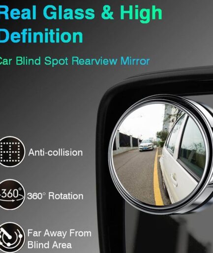 2pcs Round Blind Spot Mirrors ? Wide-Angle Lens for Enhanced Rear and Side View Visibility ? Convex Mirror for Cars, SUVs, and Trucks ? Universal Fit Safety Accessory - Glass Material