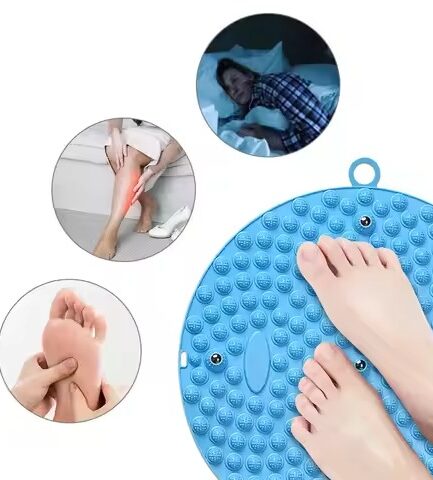 Circular jogging finger press board, foot massage foot pad, adult toe press board, meridian through soft silicone pedal board (Blue)