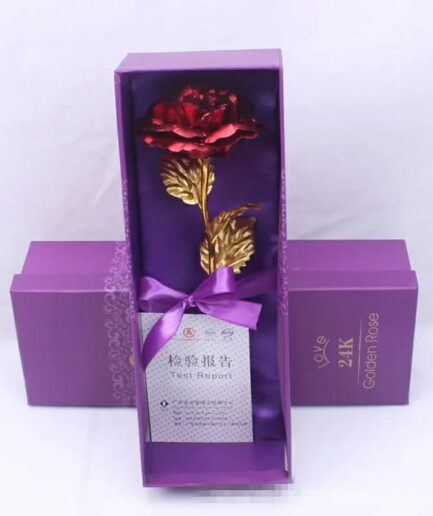 24k Gold Plated Rose (With Love Holder Box) Gift Ramazan Greeting Mother's Day Gift Flower Gold Dipped Rose