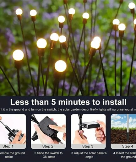 10 Lights - LED Solar Powered Firefly Light Outdoor Waterproof Solar Garden Light Decorative Swaying Wind Dancing Solar Lamp