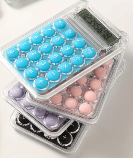 Student Calculator LCD Display Large Screen Siicone Buttons 8-digit Handheld Study Electronic Calculator School Supplies(random color)