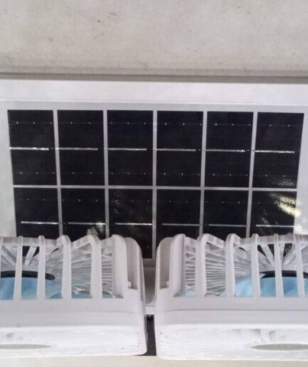 Double Head Solar Portable Desktop Air Conditioning Fan | Double Head Solar Fan - Rechargeable Fan Strong Cold Air Fast Cooling USB Fan for Indoor/Outdoor (Random Color)