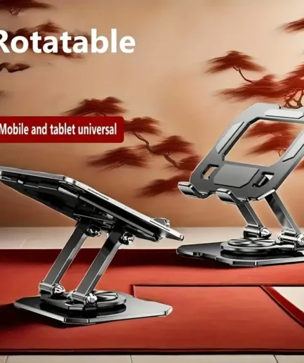 360? Rotating Metal Tablet & Mobile - Adjustable, Foldable, and Portable Desk Mount with Cooling Design for Phones, Tablets, and Small Devices, Device Cooling Stand | Stainless Steel Stand, Tablet Holder Stand - Random Color