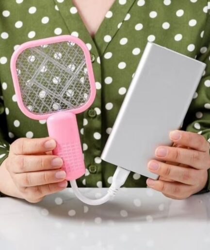 Mini USB Rechargeable Mosquito Racket with UV Light ? Portable Electric Bug Zapper & Fly Swatter for Indoor/Outdoor Use, Home, Office, Travel & Camping