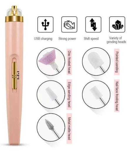 5 IN 1 Professional Manicure Nail | Salon Nail Finishing Touch | Nail Grinding, Burnishing Machine | Full Manicure and Pedicure Tool - Random Color