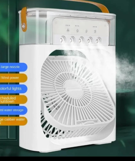 Portable Air Conditioner Fan: USB Electric Fan with LED Night Light, Fine Mist Water, and Humidifier Function | Led Night Light Water Mist (Random Color)
